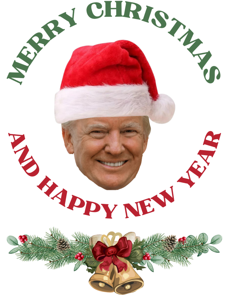 combo red green merry xmas and happy new year trump head